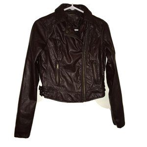 J 2 Faux Leather Brown Biker Jacket Womens XS Preowned